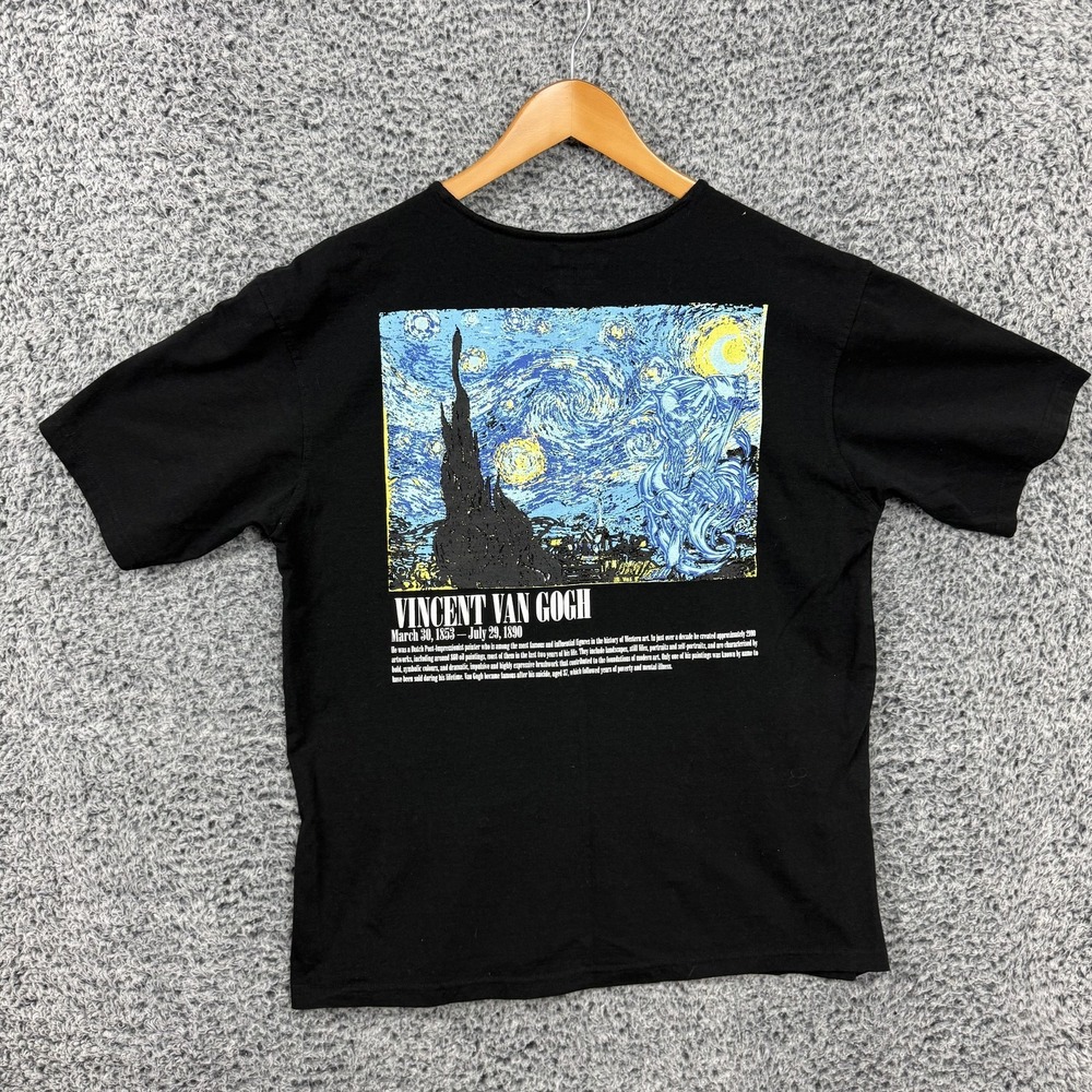 GSTR Shirt Adult Medium Black Vincent Van Gogh Starry Night Art Graphic Tee